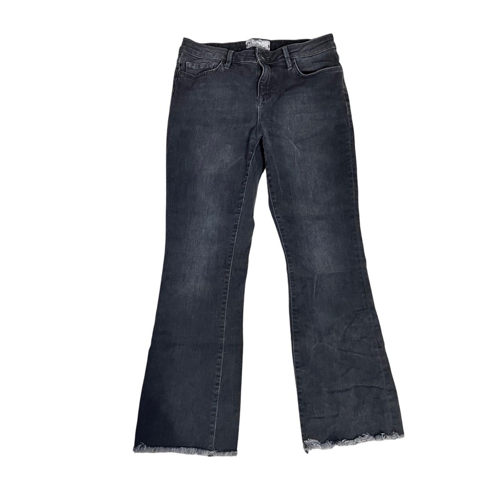 Free People Washed Black Flare Jeans Raw Hem Size 29 OB714973B Boho Retro